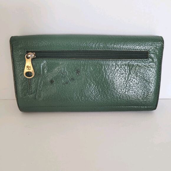 Il BISONTE Large Bill Card Wallet Green Envelope Geniue Leather Made in Italy - Picture 2 of 12
